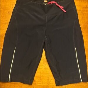 Lucy Black Bike Shorts with Pink Drawstring
